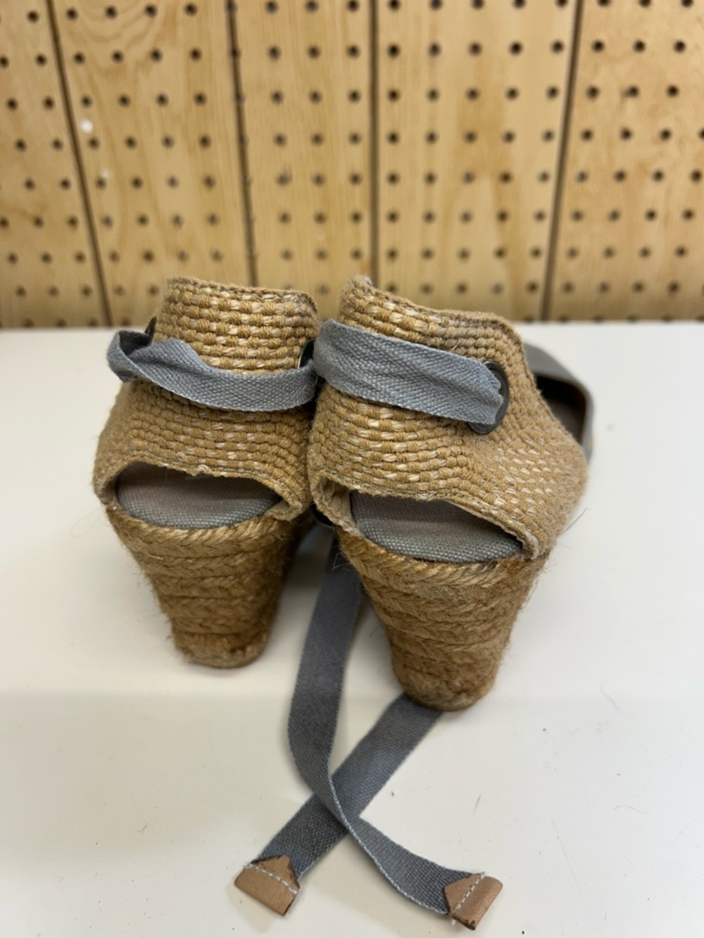 VISCATA Gray Canvas Espadrille Tie-Ankle Flats - Picture 8 of 8